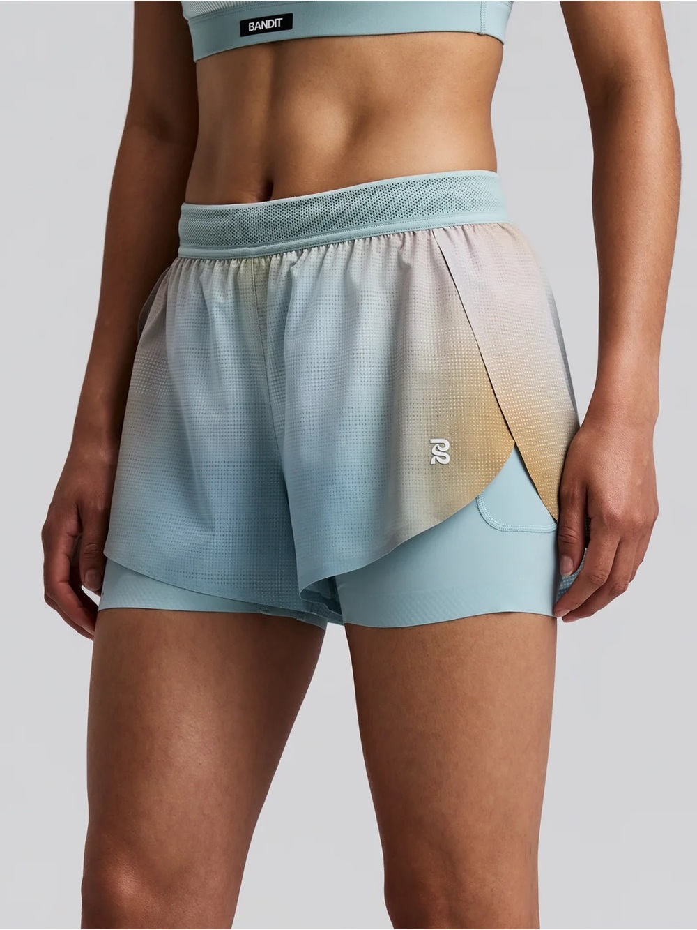 Bandit WOMEN'S COOLGRID™ 2-IN-1 RUN SHORTS - LAGOON MULTI Medium Sold Out!
